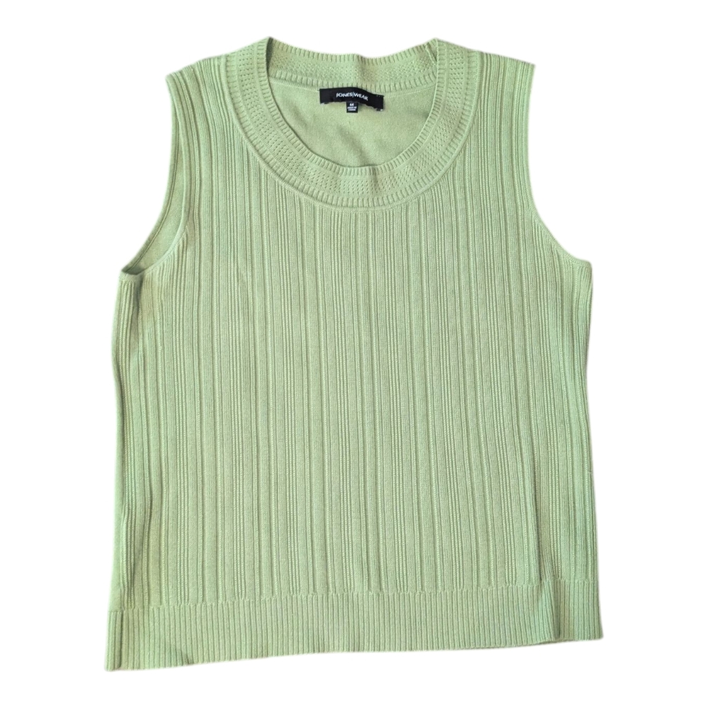 Jones Wear Sage Green Ribbed Sleeveless Sweater Vest Top Women's M